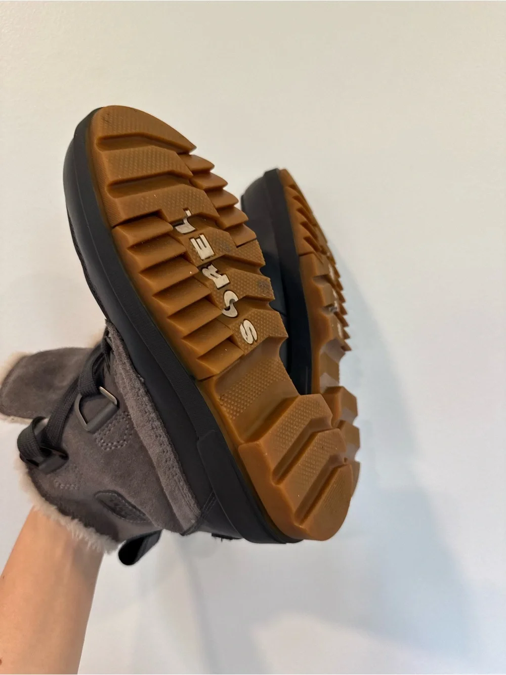 Sorel Gray Suede Faux-Fur Lace-Up Winter Boots